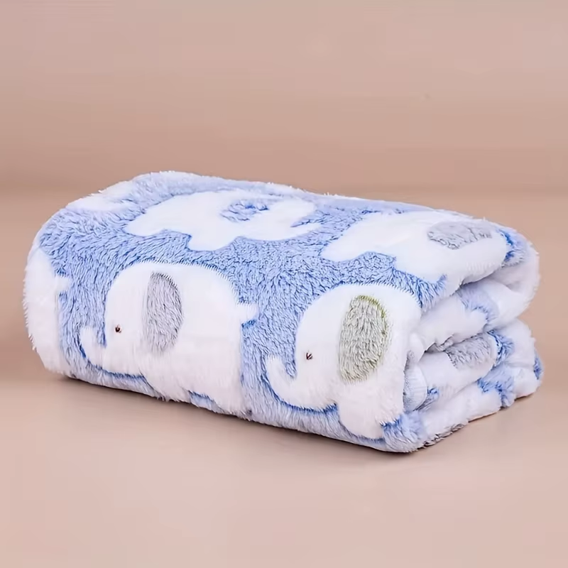 Soft and Cozy Cartoon Elephant Pet Blanket for Dogs and Cats Flannel Throw for Puppies and Kittens Universal Size Christmas Gift